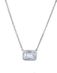 LuvMyJewelry Glinda 3 Ct Lab Grown Diamond Emerald Bezel 14K Gold Necklace