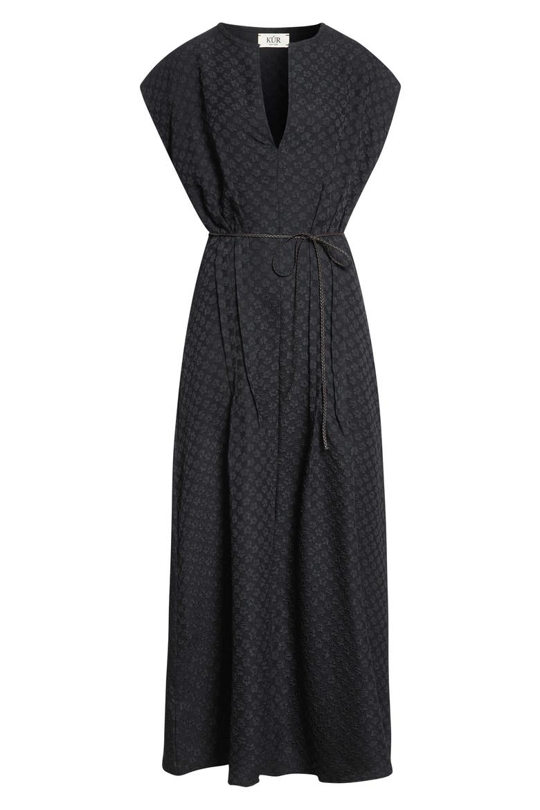 Floral Embossed Jacquard Maxi Dress, Alternate, color, BLACK