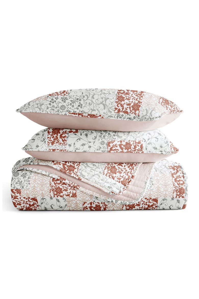 3-Piece Scroll Print Quilt Set - Queen, Main, color, BLUSH