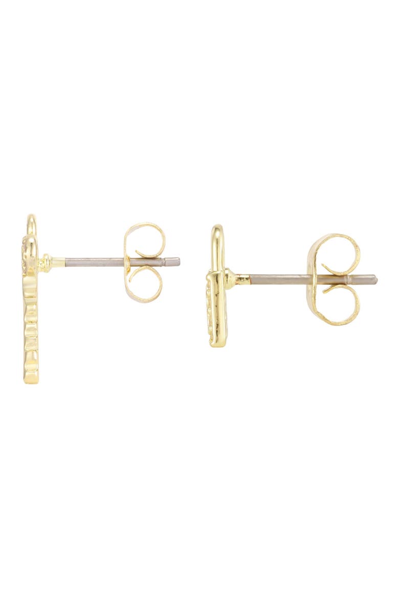 Cubic Zirconia Lock and Key Stud Earrings, Alternate, color, GOLD