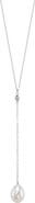 The Pearl Source 14K Gold Freshwater Pearl Tincup Lariat Necklace Pendant