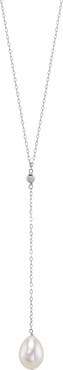 The Pearl Source 14K Gold Freshwater Pearl Tincup Lariat Necklace Pendant
