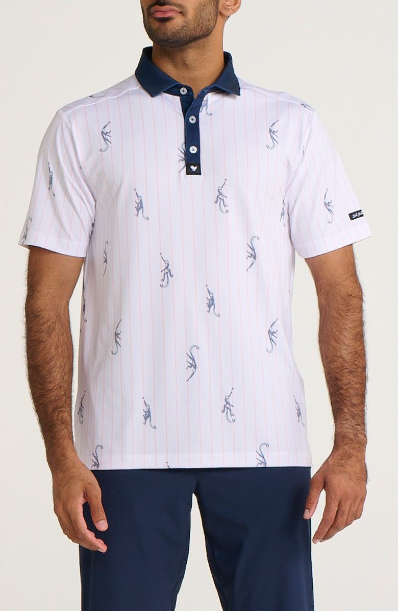 Bad Birdie Monkey Around Stripe Performance Golf Polo, Main, color, 