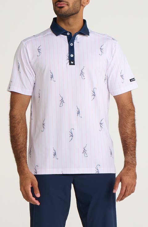 Monkey Around Stripe Performance Golf Polo
