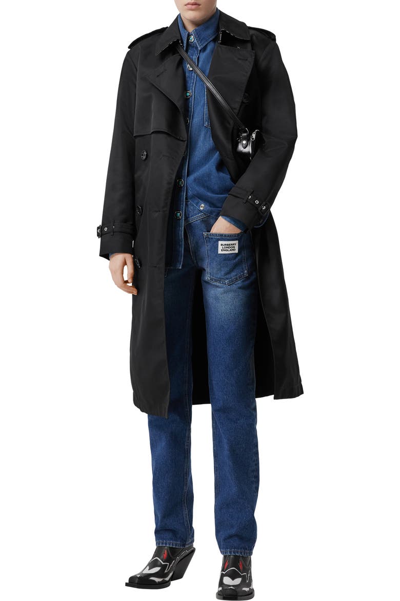 Deighton Trench Coat, Alternate, color, BLACK