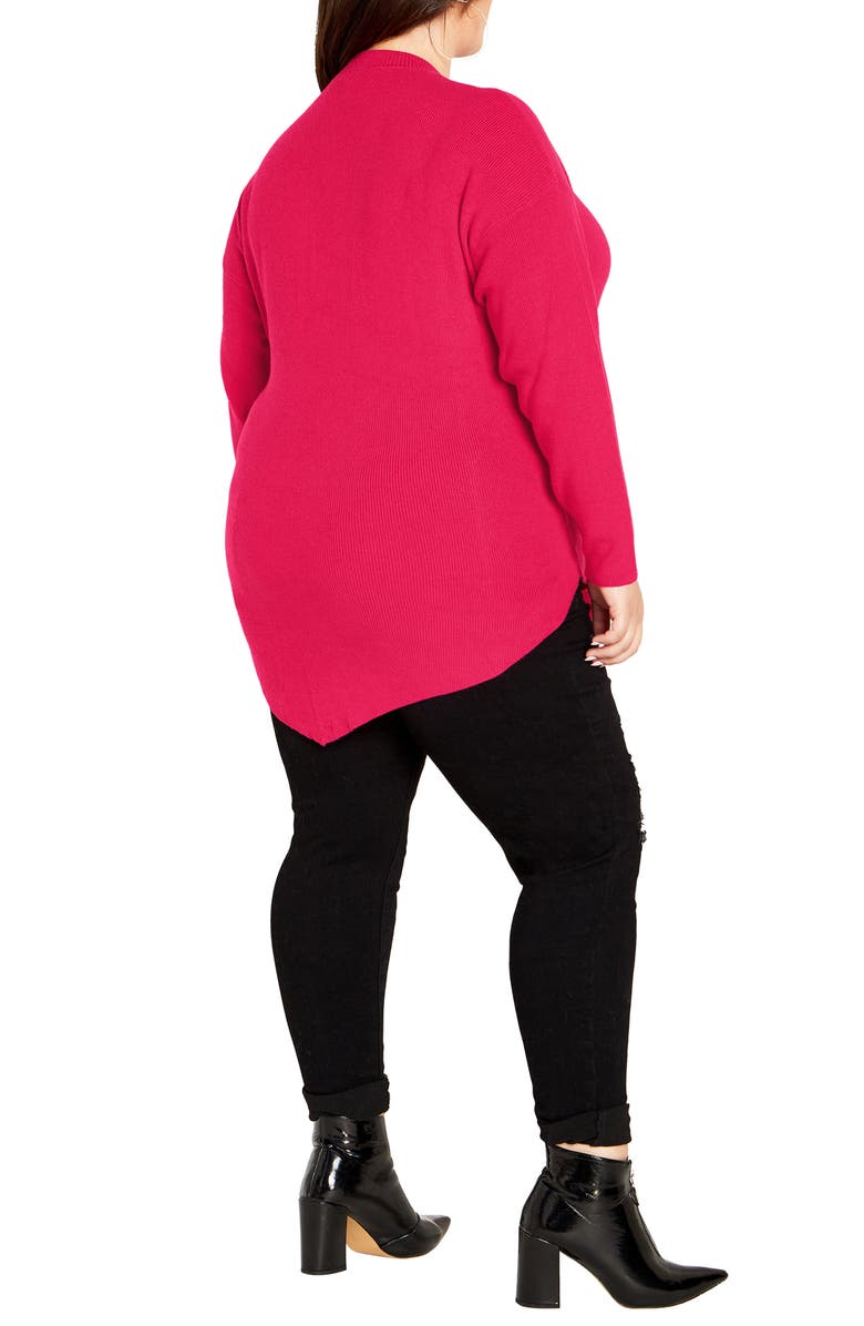 City Chic Bonnie Asymmetric Sweater, Alternate, color, Pink