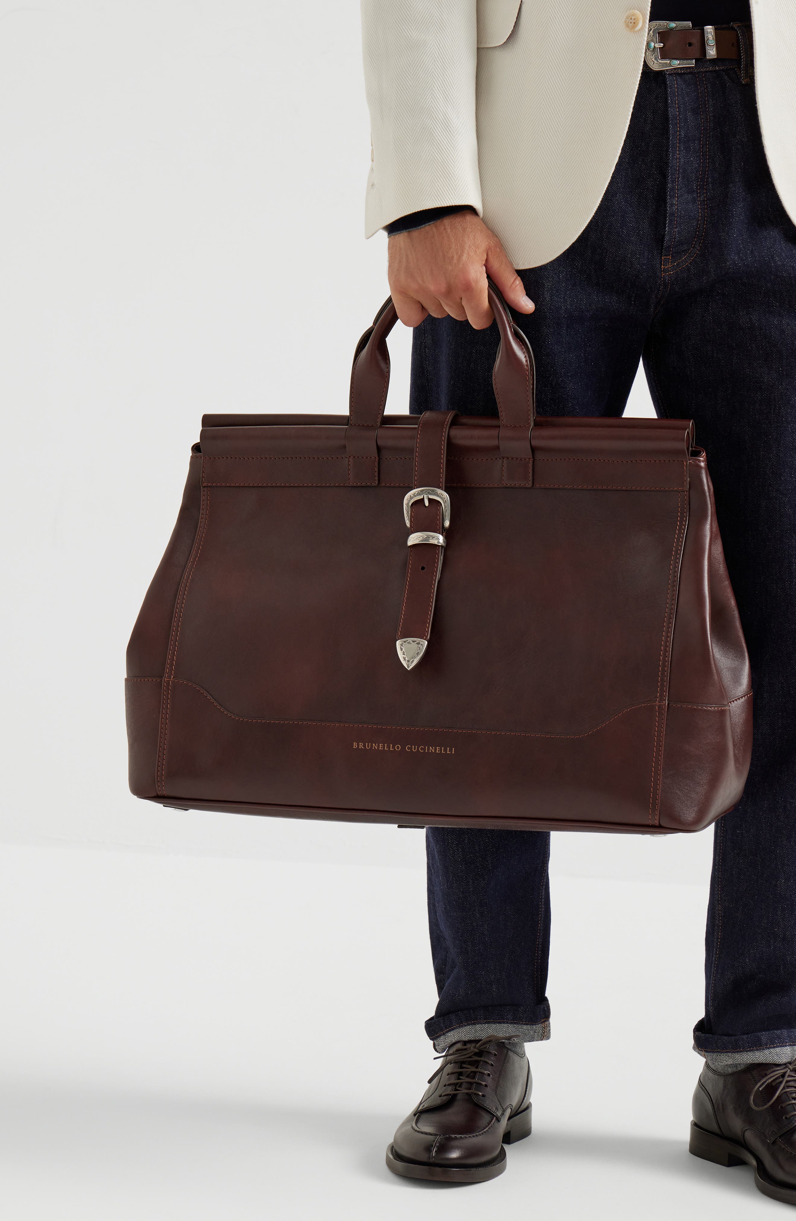 Brunello Cucinelli Leather bag, Alternate, color, Burgundy