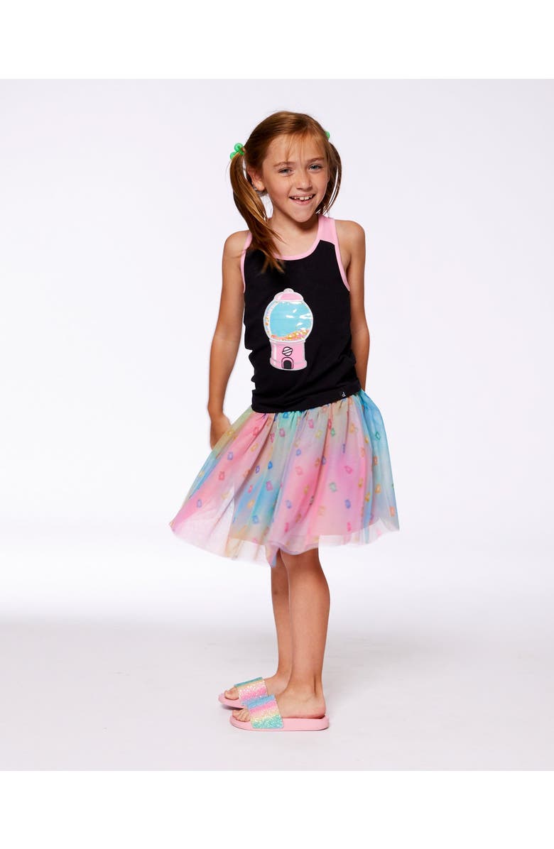 Deux par Deux Girl's Organic Cotton Racerback Tank Top Black And Candy Machine, Alternate, color, Black And Candy Machine