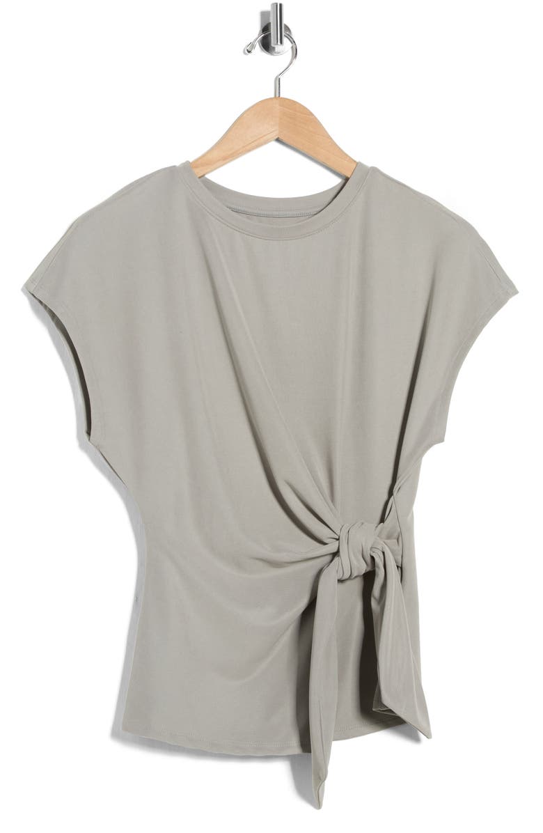 NORDSTROM RACK Short Sleeve Tie Detail Top, Main, color, Green Chaparral