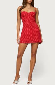 EDIKTED Polka Dot Chiffon Minidress