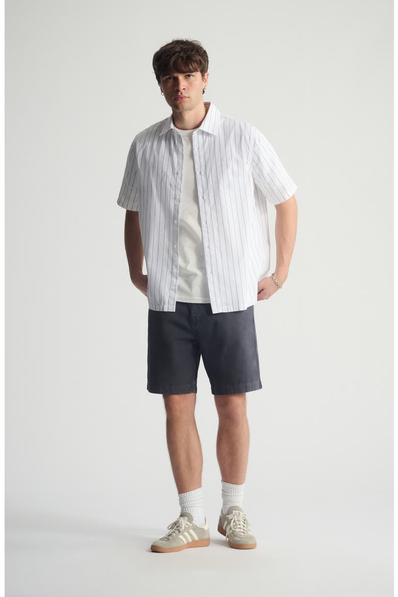 Stripe Short Sleeve Cotton Button-Up Shirt, Alternate, color, CASTLEROCK