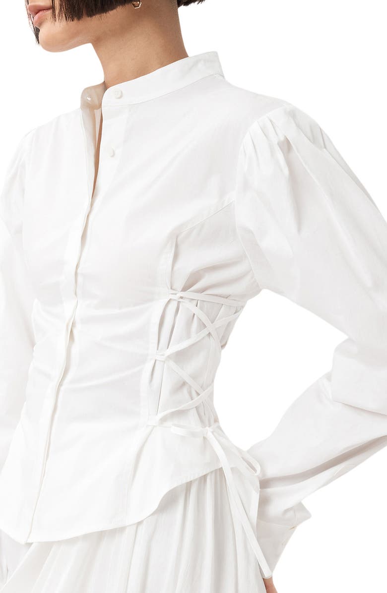 AllSaints Evanna Side Tie Shirt, Alternate, color, Optic White