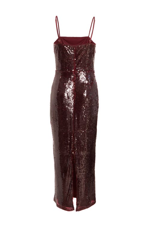 Quiz Sequin Strappy Sleeveless Maxi Dress In Berry