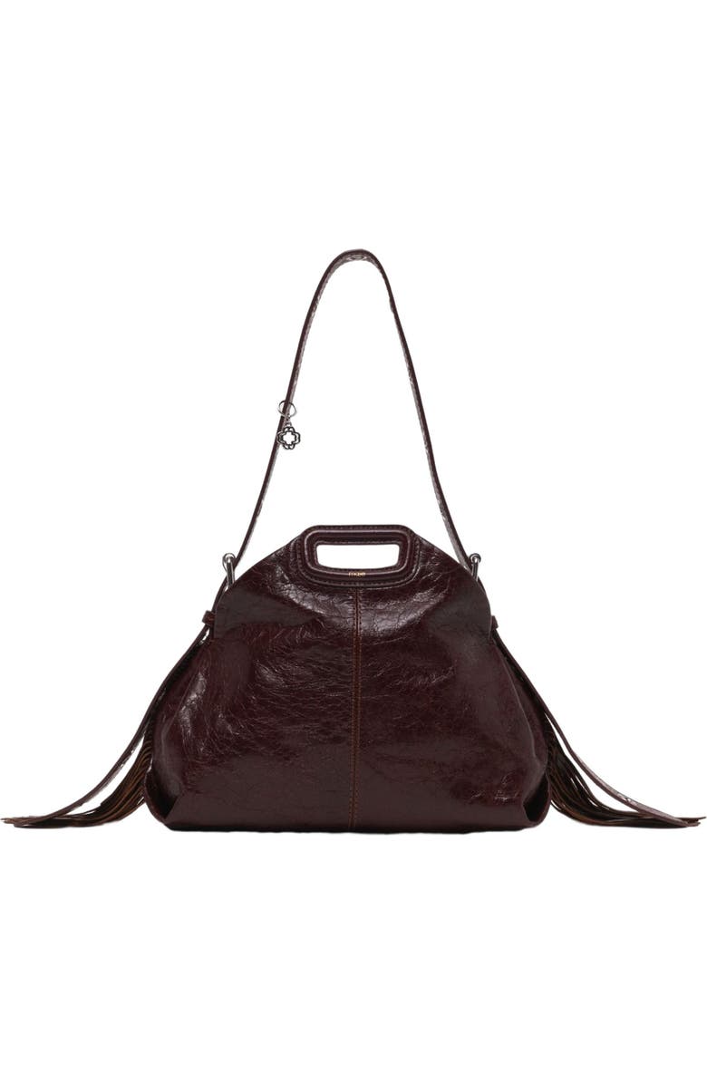 maje Crackled leather Miss M bag, Main, color, Dark Brown