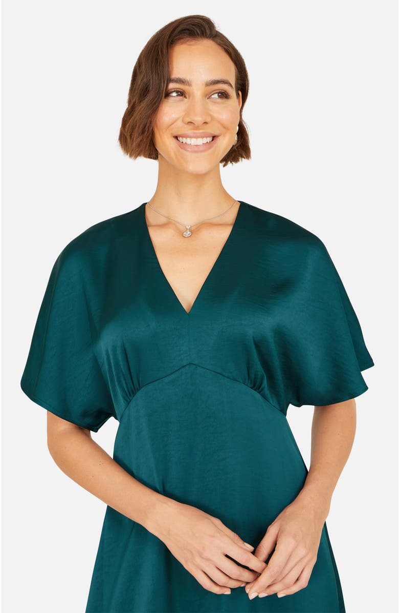 Yumi Satin Midi Dress, Alternate, color, Green