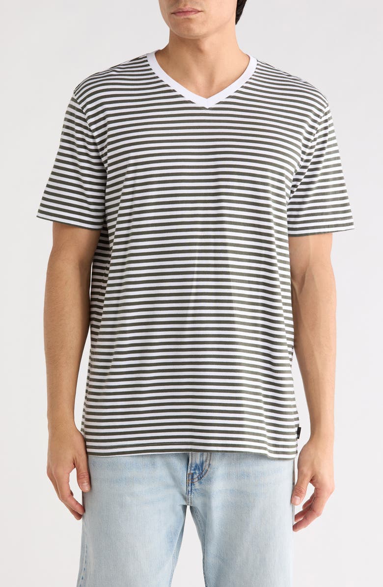 AG Bryce V-Neck Cotton T-Shirt, Main, color, True White/Ash Green