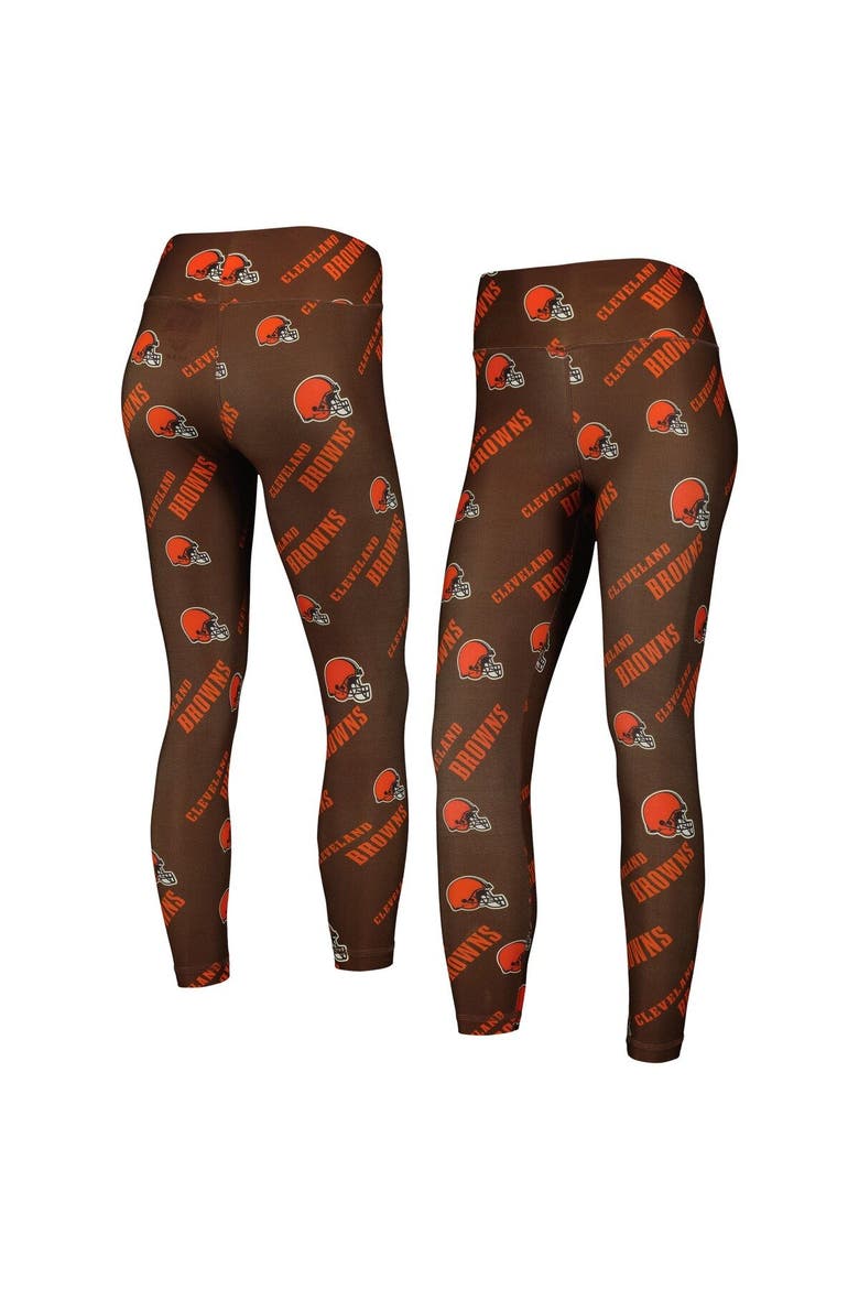 Women's Concepts Sport Brown Cleveland Browns Breakthrough Allover Print Lounge Leggings, Main, color, Brown