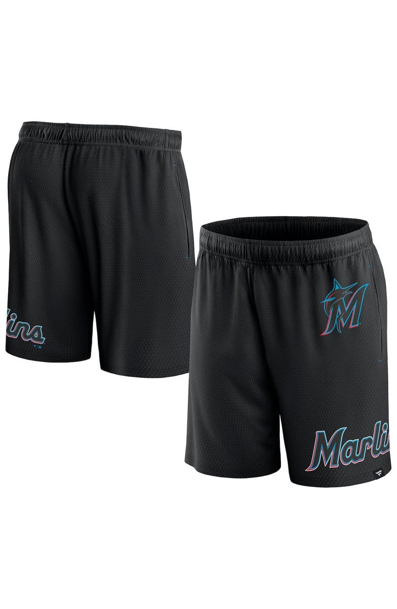 FANATICS Men's Fanatics Branded Black Miami Marlins Clincher Mesh Shorts, Alternate, color,