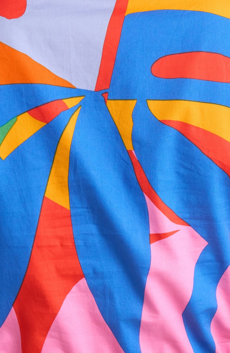 SUGARLIPS Chroma Lace Trim Puff Sleeve Drawstring Waist Cotton Dress, Alternate, color, Red-Blue-Multi