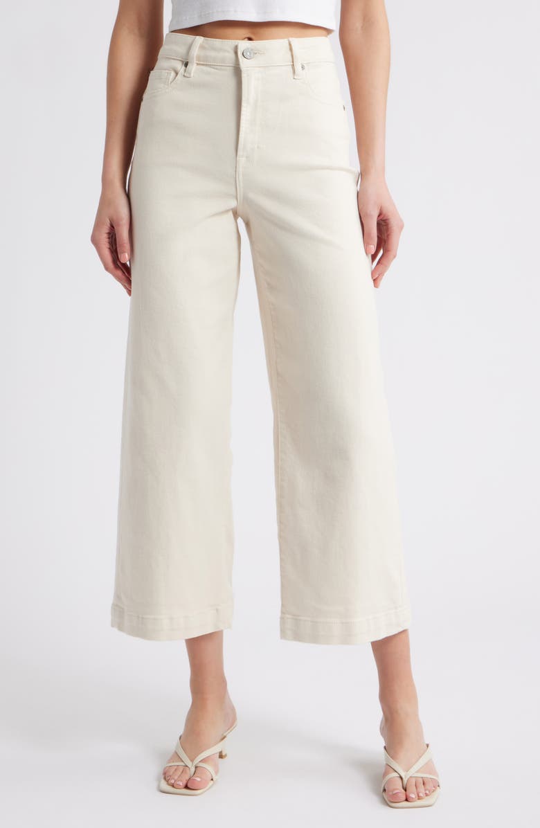 HIDDEN JEANS High Waist Crop Wide Leg Jeans, Main, color, Cream