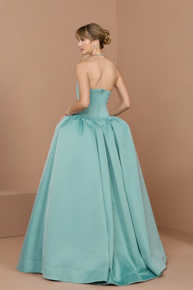 Strapless Sweetheart Satin Ball Gown with Pockets, Alternate, color, Seafoam