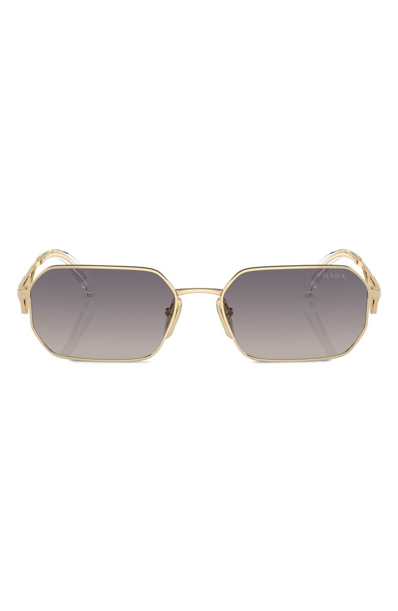 Prada 58mm Rectangular Sunglasses, Alternate, color, Blue Mirror/ Gold