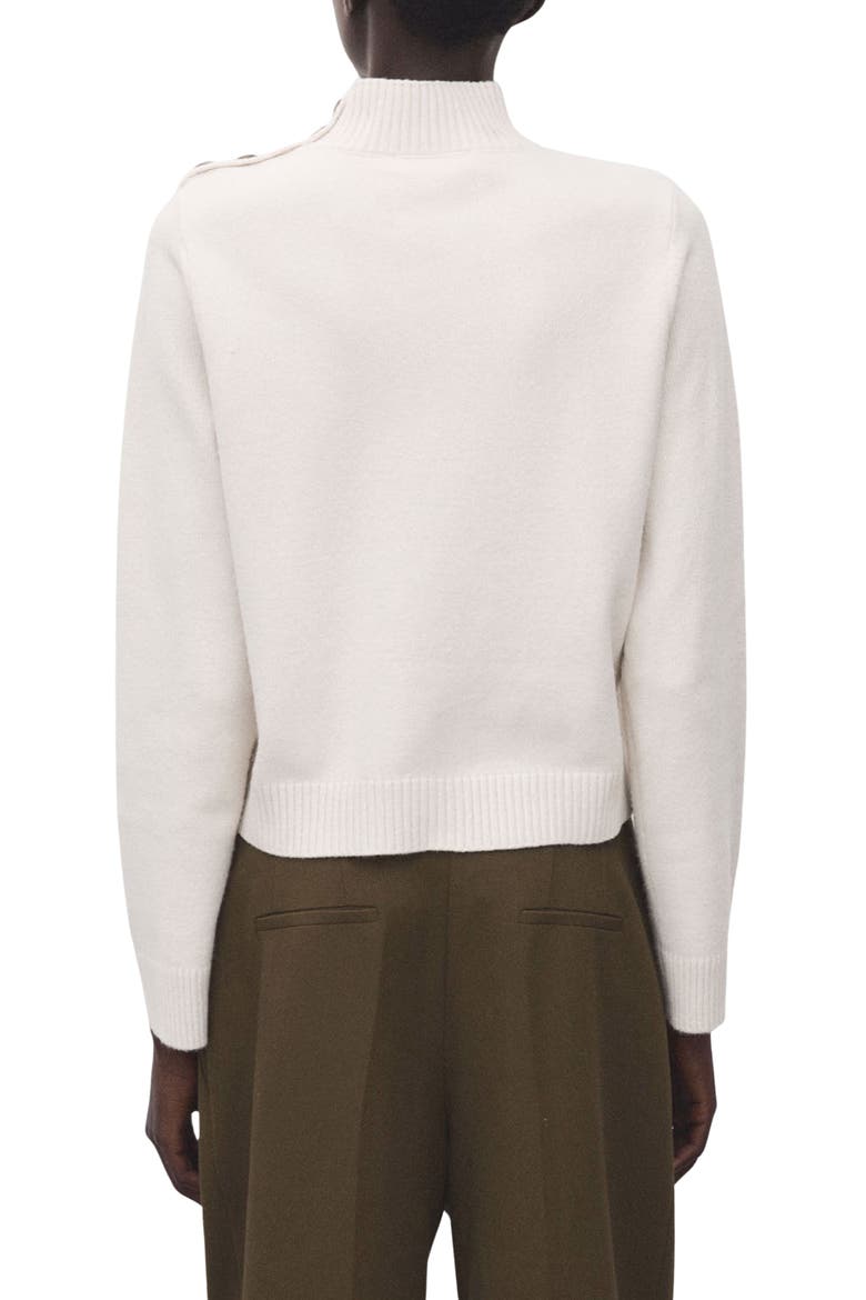 Shoulder Button Mock Neck Sweater, Alternate, color, ECRU