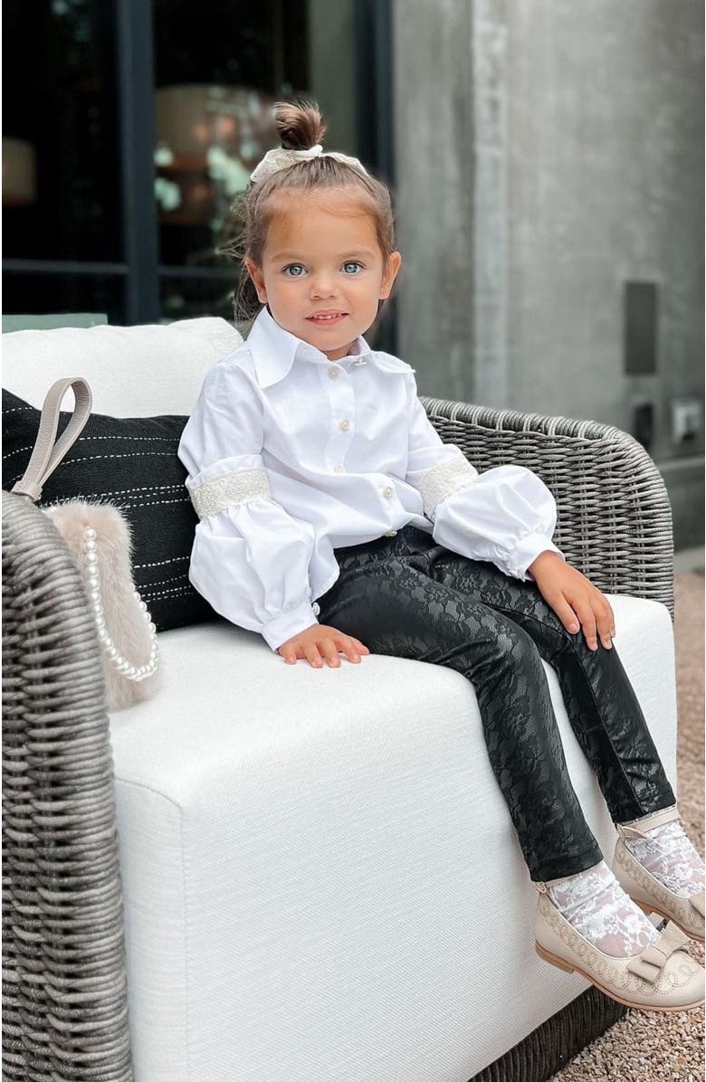 Petite Maison Kids Vegan Printed Leather Leggings, Alternate, color, Black