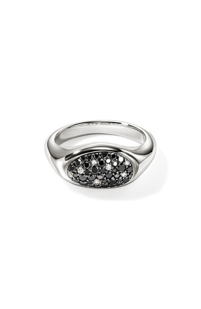 John Hardy Pebble Ring, Sterling Silver, Black Sand Diamond Pavé, Alternate, color,