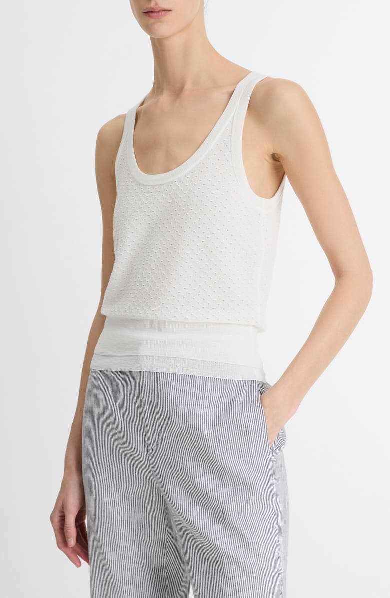 Vince Double Layer Mesh Sweater Tank, Alternate, color, Optic White