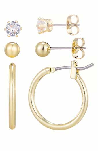 Set of 3 Stud & Hoop Earrings