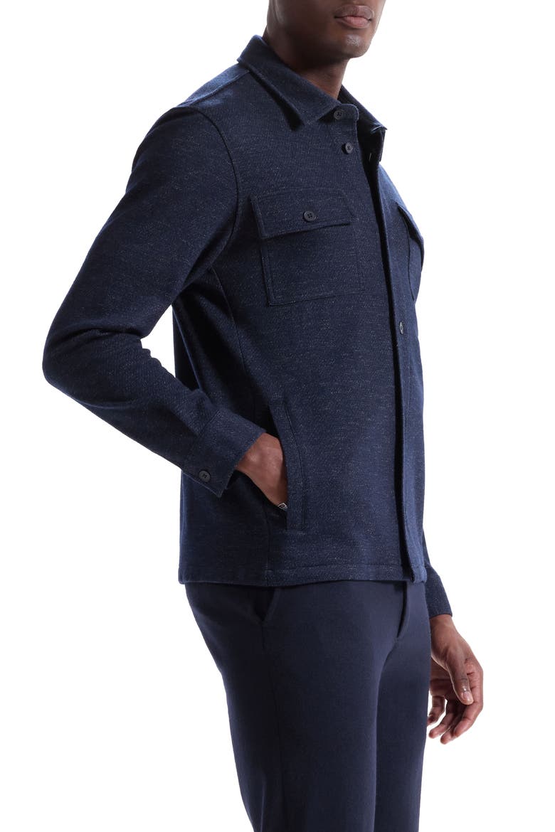 Slub Knit Wool & Cotton Button-Up Shirt Jacket, Alternate, color, NAVY