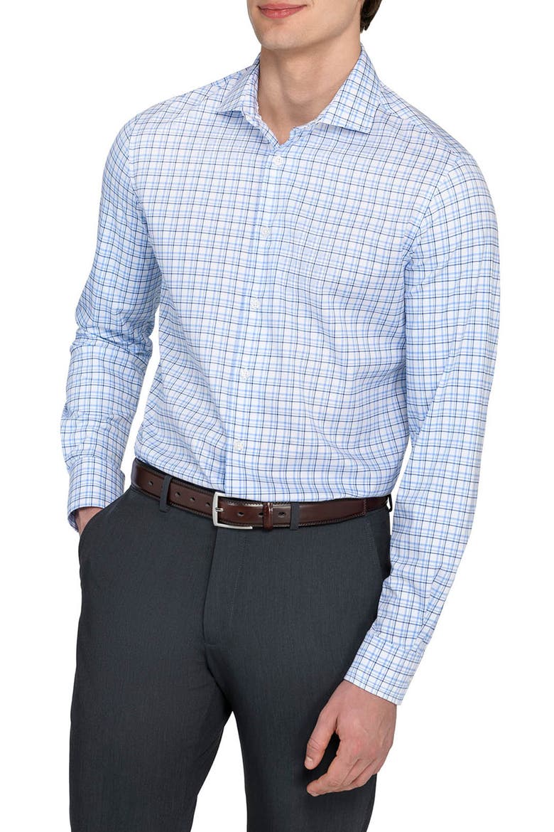 Slim Fit Plaid Reworked Dress Shirt, Alternate, color, WHITE/ BLUE