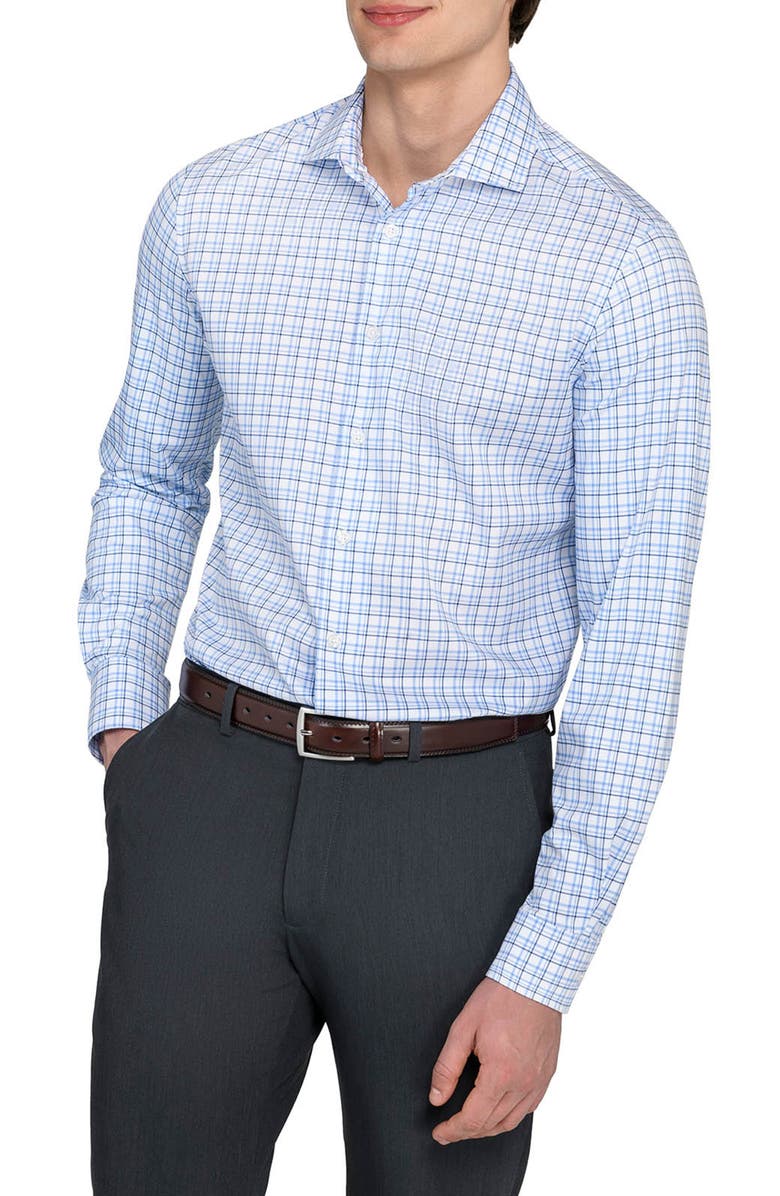 W.R.K Slim Fit Plaid Reworked Dress Shirt, Alternate, color, White/ Blue