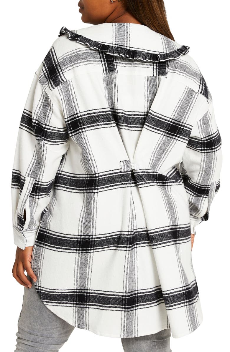 River Island Check Ruffle Collar Shirt, Alternate, color, 