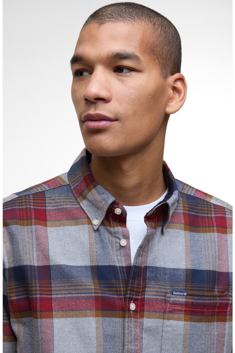 Portdown Tailored Fit Plaid Button-Down Shirt, Alternate, color, LIGHT GREY MARL