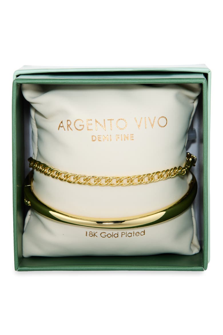 Set of 2 Chain & Bangle Bracelets, Main, color, GOLD