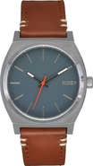 Nixon Time Teller Leather Strap Watch, 37mm