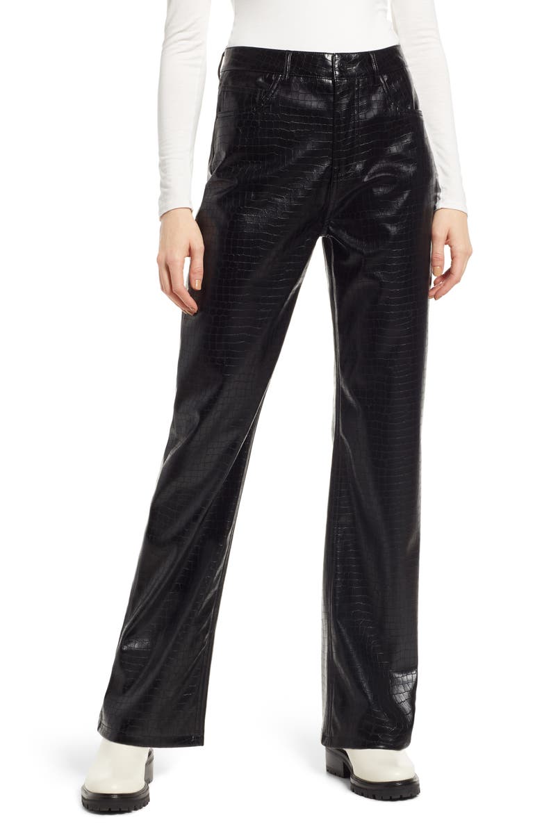 VERO MODA Kithy Croc Embossed Faux Leather Pants, Main, color,