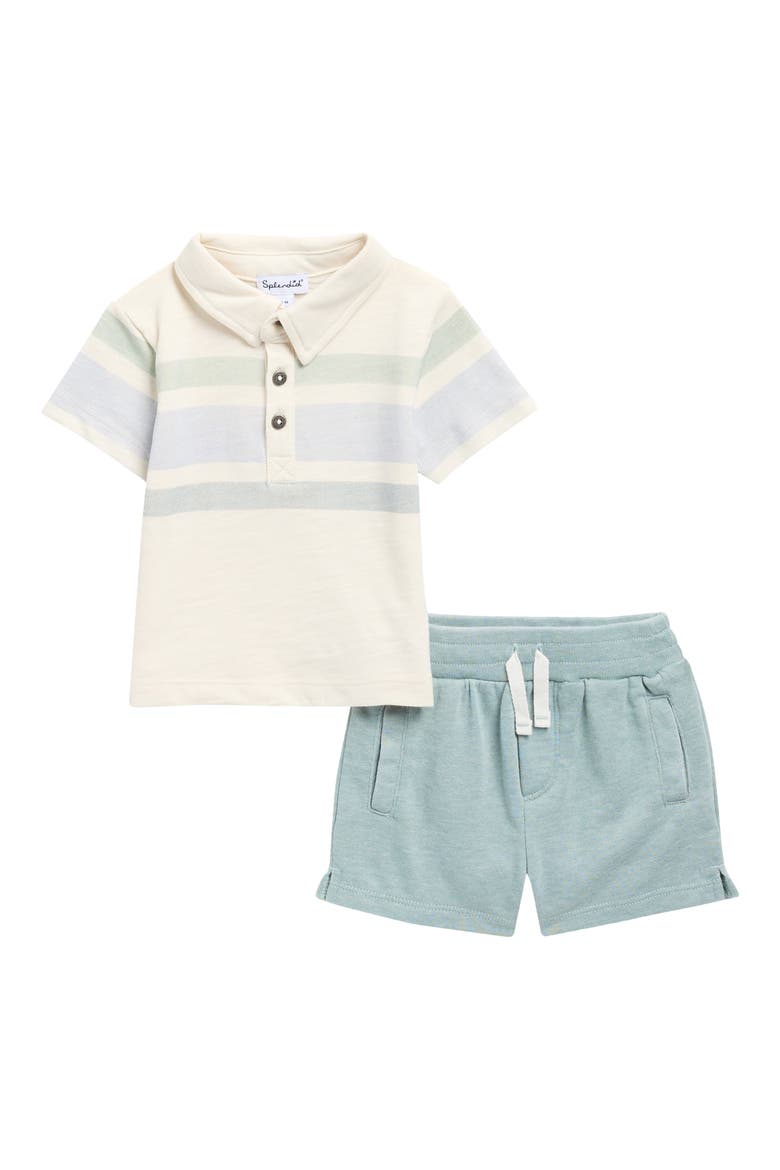 Stripe Polo & Shorts Set, Main, color, CANVAS