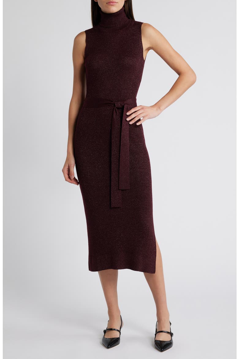 Zoelle Glitter Knit Sweater Dress, Main, color, BURGUNDY SPARKLE