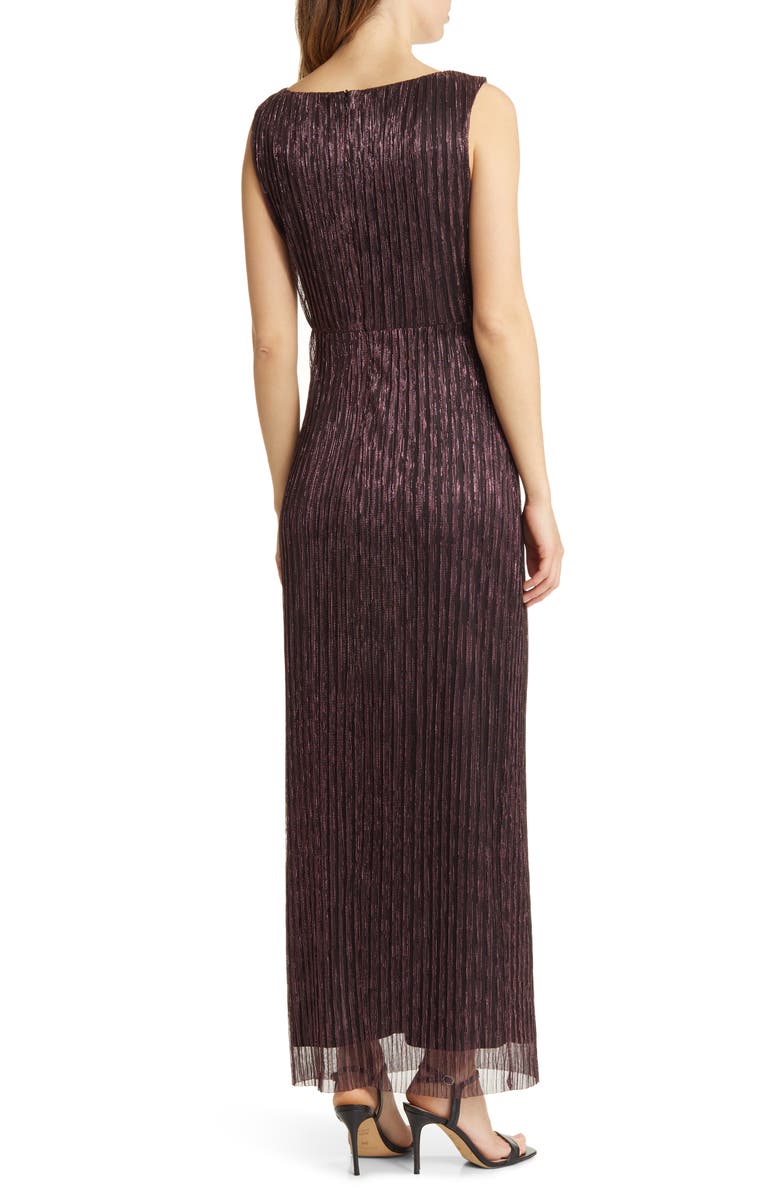 Connected Apparel Pleated Metallic Twist Front Gown, Alternate, color, 