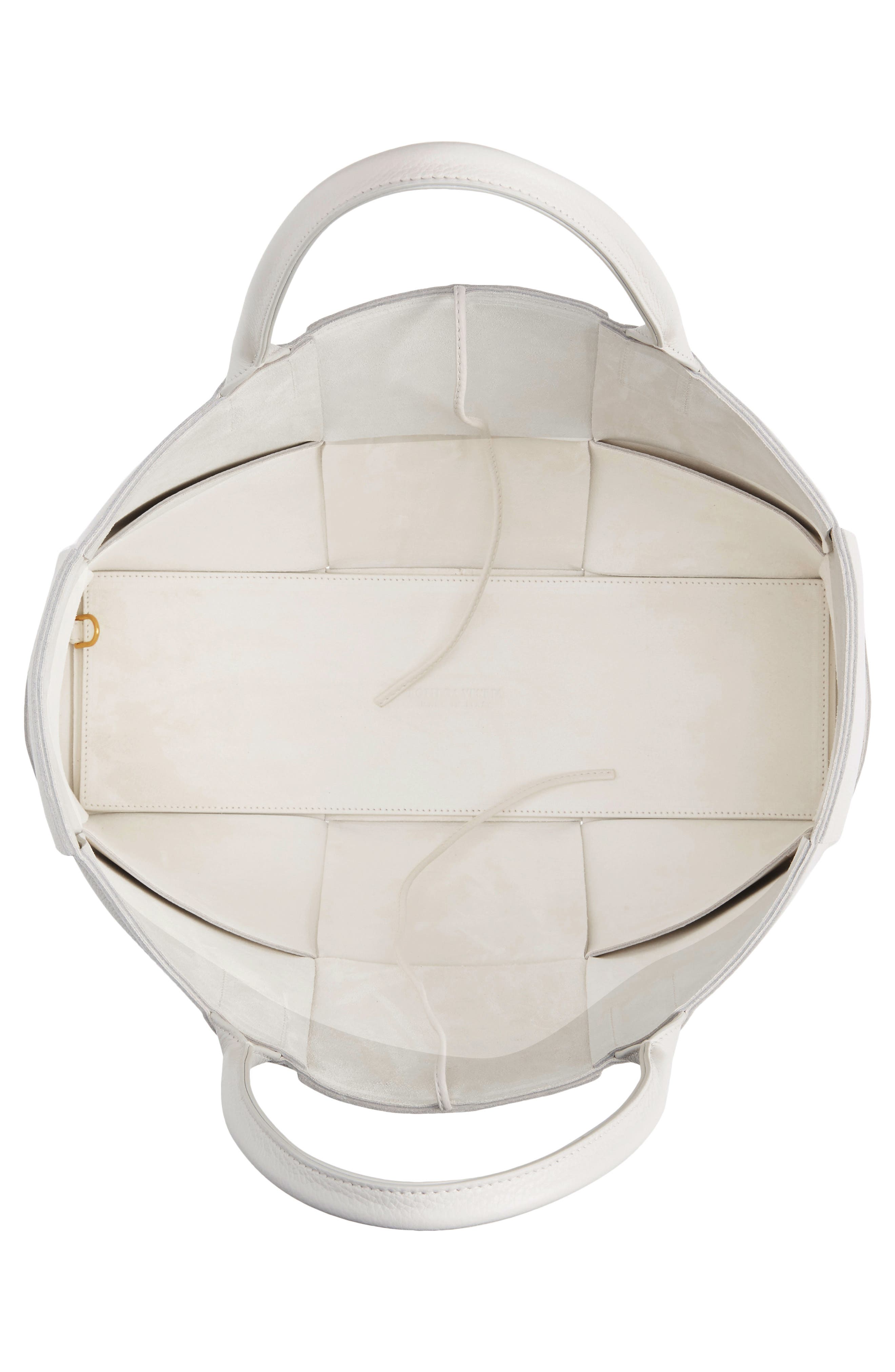 Large Arco Intrecciato Leather Tote, Alternate, color, WHITE-GOLD