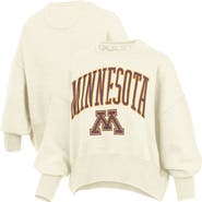 PRESSBOX Women's Pressbox Natural Minnesota Golden Gophers Oversized Waist-Length Crewneck Sweatshirt
