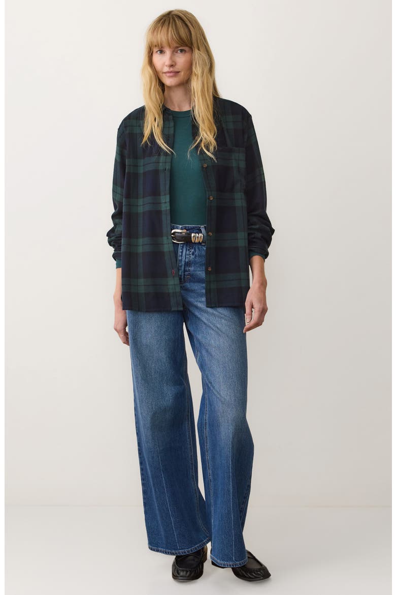 Jane Plaid Relaxed Fit Organic Cotton Plaid Button-Up Shirt, Alternate, color, EVERGREEN PLAID