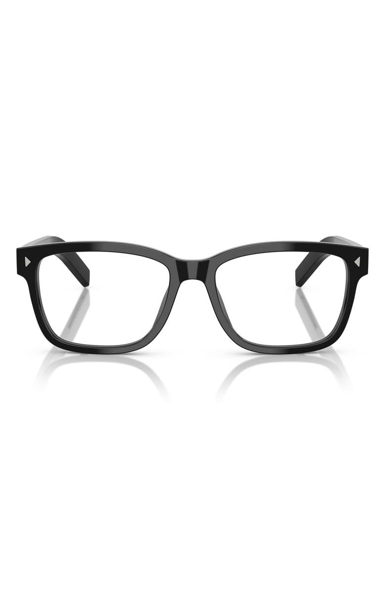 Prada 56mm Rectangular Optical Glasses, Main, color, Black / Demo Lens