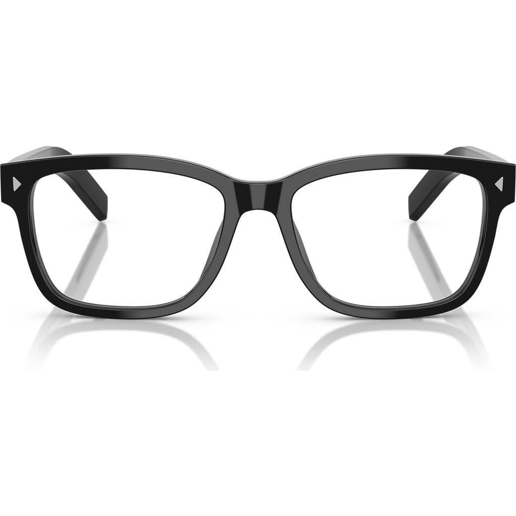 Prada 56mm Rectangular Optical Glasses In Black