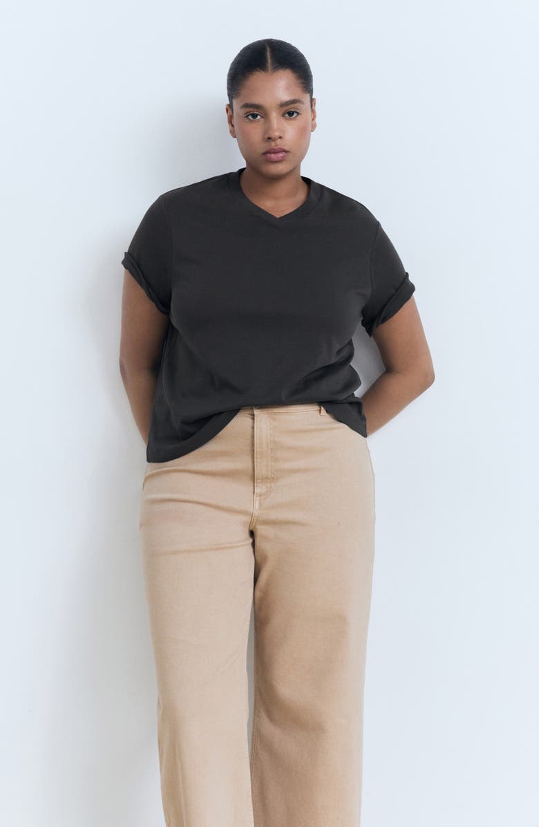 MANGO Catherin Raw Hem High Waist Culotte Jeans, Alternate, color, Sand