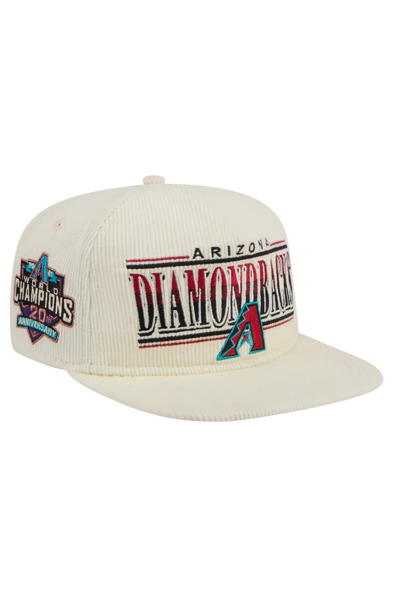 New Era Men's New Era Cream Arizona Diamondbacks Throwback Bar Golfer Corduroy Snapback Hat, Alternate, color, 