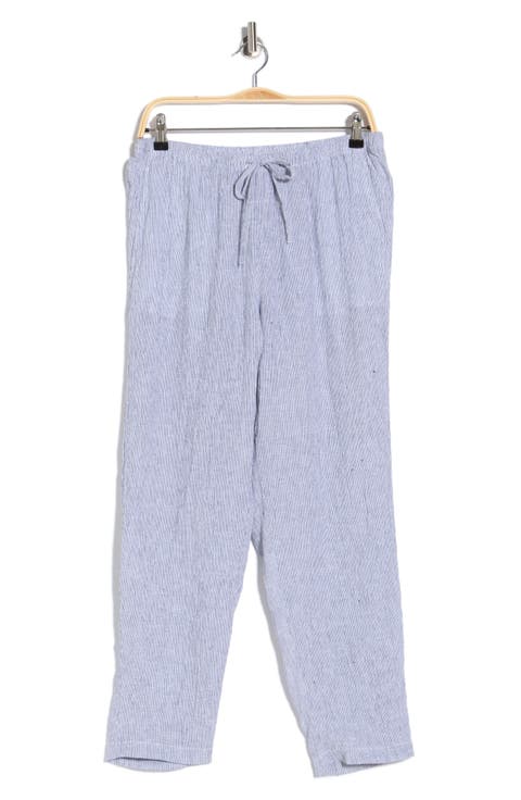 Stripe Organic Linen Tapered Ankle Pants